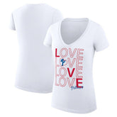 Philadelphia Phillies G-III 4Her by Carl Banks Women's Super-Slim Fit Lightweight Love Graphic Team V-Neck T-Shirt - White