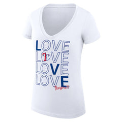 Texas Rangers G-III 4Her by Carl Banks Women's Super-Slim Fit Lightweight Love Graphic Team V-Neck T-Shirt - White
