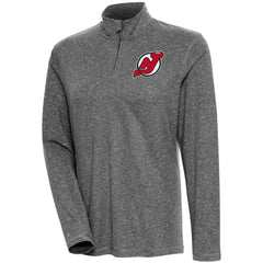New Jersey Devils Antigua Women's Confront Quarter-Zip Pullover Top Heather Black