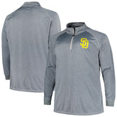 San Diego Padres Profile Big & Tall Raglan Quarter-Zip Top - Gray