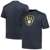 Milwaukee Brewers Profile Big & Tall Weathered Logo T-Shirt - Heather Navy