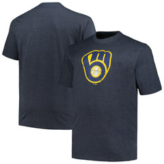 Milwaukee Brewers Profile Big & Tall Weathered Logo T-Shirt - Heather Navy