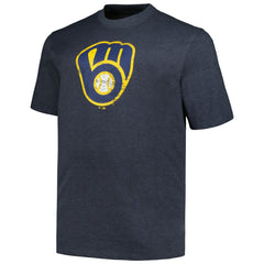 Milwaukee Brewers Profile Big & Tall Weathered Logo T-Shirt - Heather Navy