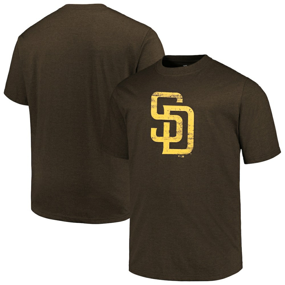 San Diego Padres Profile Big & Tall Weathered Logo T-Shirt - Heather Brown