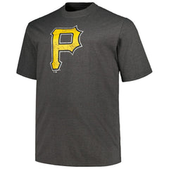 Pittsburgh Pirates Profile Big & Tall Weathered Logo T-Shirt - Heather Black