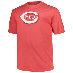 Cincinnati Reds Profile Big & Tall Weathered Logo T-Shirt - Heather Red