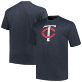Minnesota Twins Profile Big & Tall Weathered Logo T-Shirt - Heather Navy