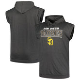 San Diego Padres Profile Big & Tall Muscle Sleeveless Pullover Hoodie - Heather Charcoal
