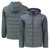 Buffalo Bills Cutter & Buck Helmet Evoke Hybrid Eco Softshell Recycled Full-Zip Hoodie Jacket - Gray on sale