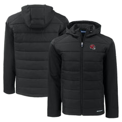 Kansas City Chiefs Cutter & Buck Helmet Evoke Hybrid Eco Softshell Recycled Full-Zip Hoodie Jacket - Black on sale