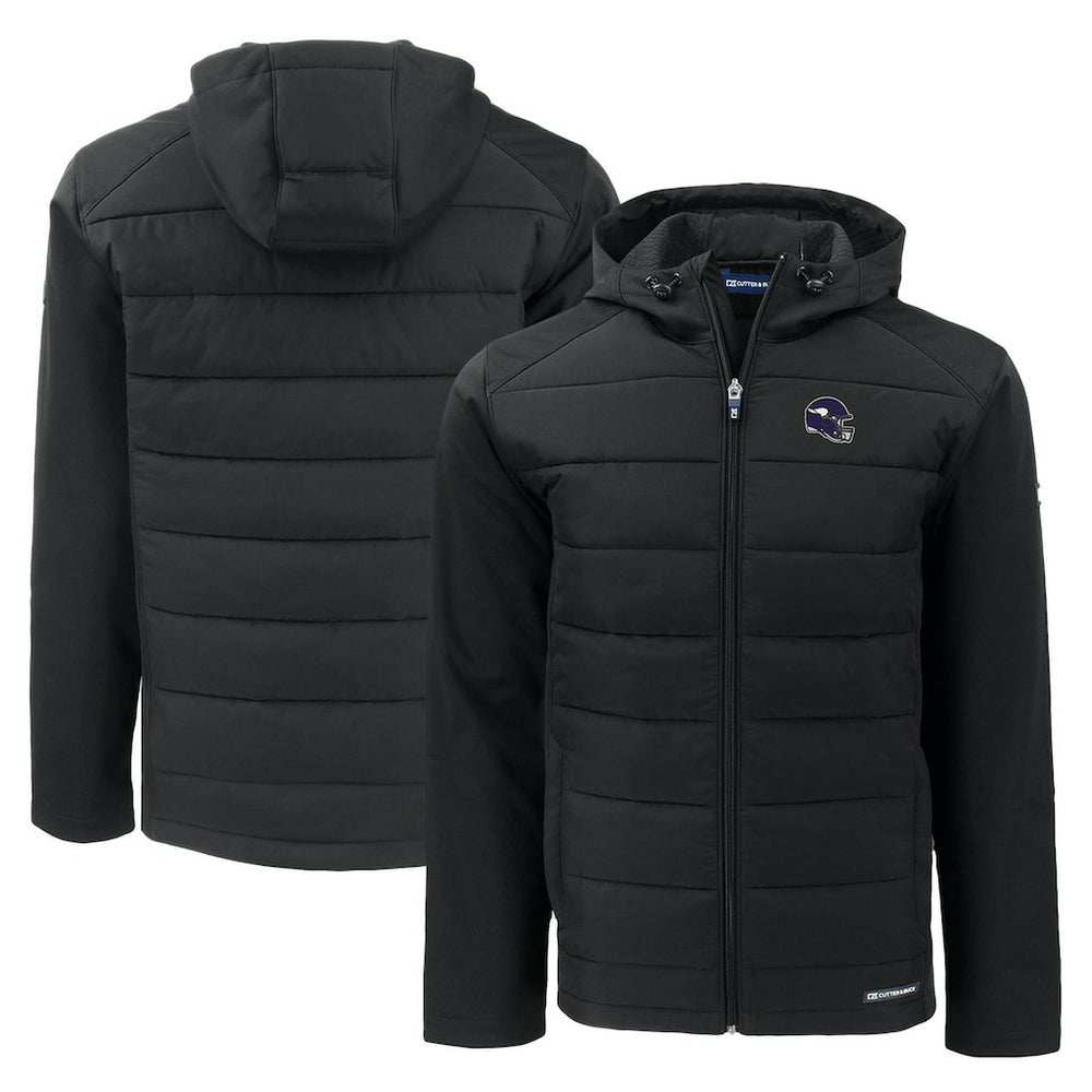Minnesota Vikings Cutter & Buck Helmet Evoke Hybrid Eco Softshell Recycled Full-Zip Hoodie Jacket - Black sale