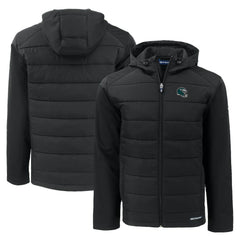 Philadelphia Eagles Cutter & Buck Helmet Evoke Hybrid Eco Softshell Recycled Full-Zip Hoodie Jacket - Black for sale