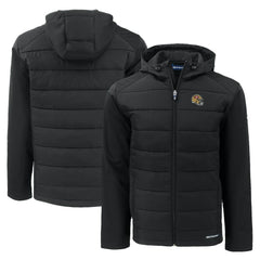 San Francisco 49ers Cutter & Buck Helmet Evoke Hybrid Eco Softshell Recycled Full-Zip Hoodie Jacket - Black on sale