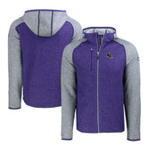 Baltimore Ravens Cutter & Buck Helmet Mainsail Sweater-Knit Full-Zip Hoodie - Heather Purple/Heather Gray discount
