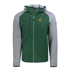 Green Bay Packers Cutter & Buck Helmet Mainsail Sweater-Knit Full-Zip Hoodie - Heather Green/Heather Gray on sale