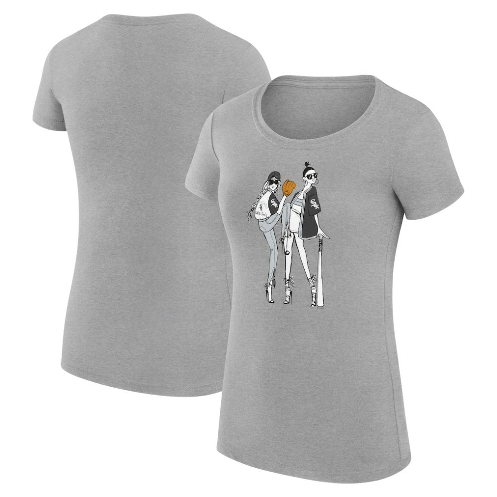 Chicago White Sox G-III 4Her by Carl Banks Women's Super-Slim Fit Lightweight Baseball Girls T-Shirt - Heather Gray