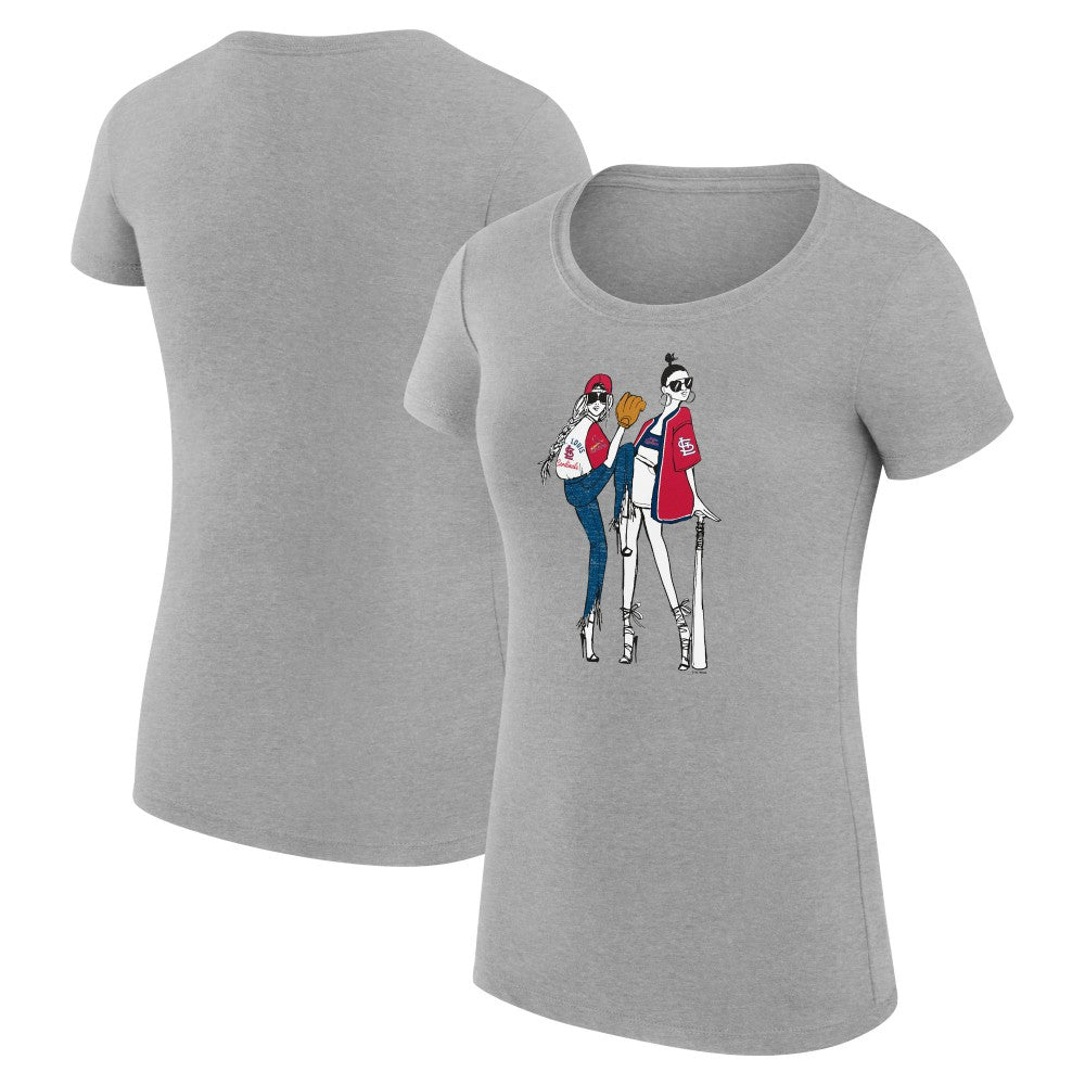 St. Louis Cardinals G-III 4Her by Carl Banks Women's Super-Slim Fit Lightweight Baseball Girls T-Shirt - Heather Gray