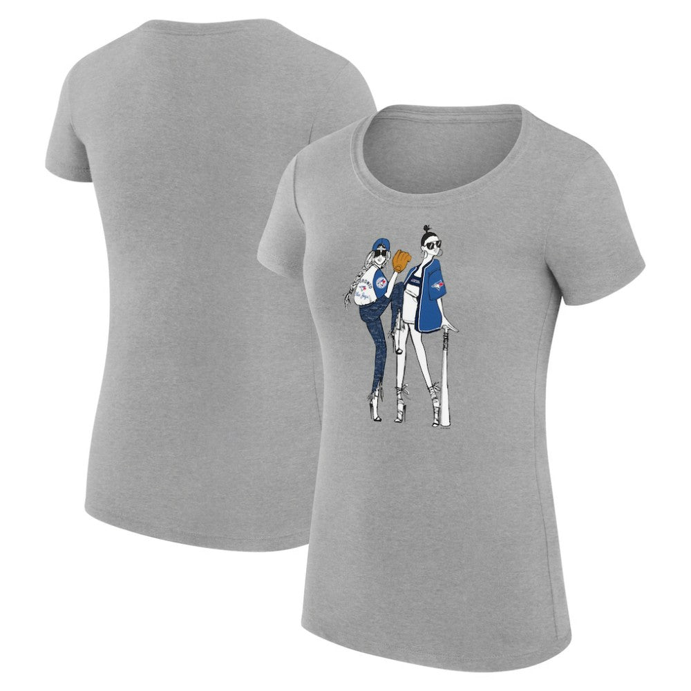 Toronto Blue Jays G-III 4Her by Carl Banks Women's Super-Slim Fit Lightweight Baseball Girls T-Shirt - Heather Gray