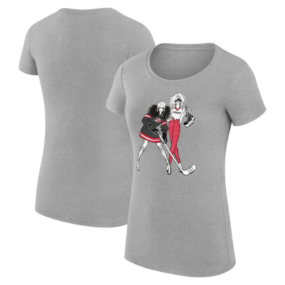 Carolina Hurricanes G-III 4Her by Carl Banks Women's Super-Slim Fit Lightweight Hockey Girls T-Shirt Heather Gray