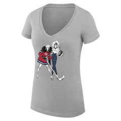 Montreal Canadiens G-III 4Her by Carl Banks Women's Super-Slim Fit Lightweight Hockey Girls V-Neck T-Shirt Heather Gray