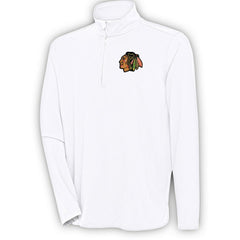 Chicago Blackhawks Antigua Hunk Quarter-Zip Pullover Top White