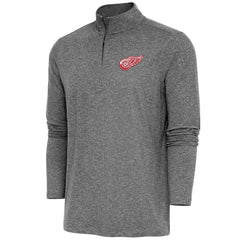Detroit Red Wings Antigua Hunk Quarter-Zip Pullover Top Heather Black