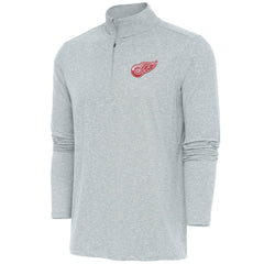 Detroit Red Wings Antigua Hunk Quarter-Zip Pullover Top Heather Gray