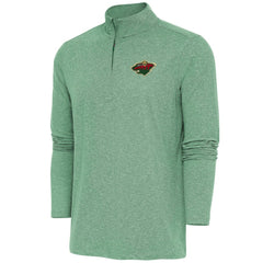 Minnesota Wild Antigua Hunk Quarter-Zip Pullover Top Heather Hunter Green