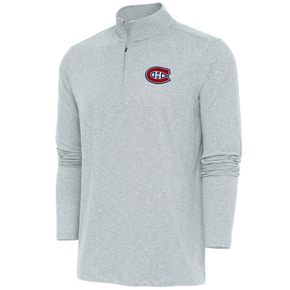 Montreal Canadiens Antigua Hunk Quarter-Zip Pullover Top Heather Gray