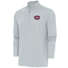 Montreal Canadiens Antigua Hunk Quarter-Zip Pullover Top Heather Gray