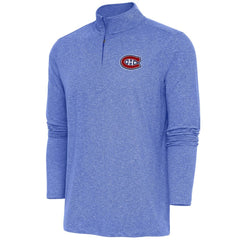 Montreal Canadiens Antigua Hunk Quarter-Zip Pullover Top Heather Royal