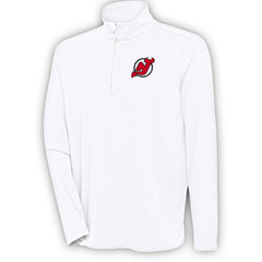 New Jersey Devils Antigua Hunk Quarter-Zip Pullover Top White