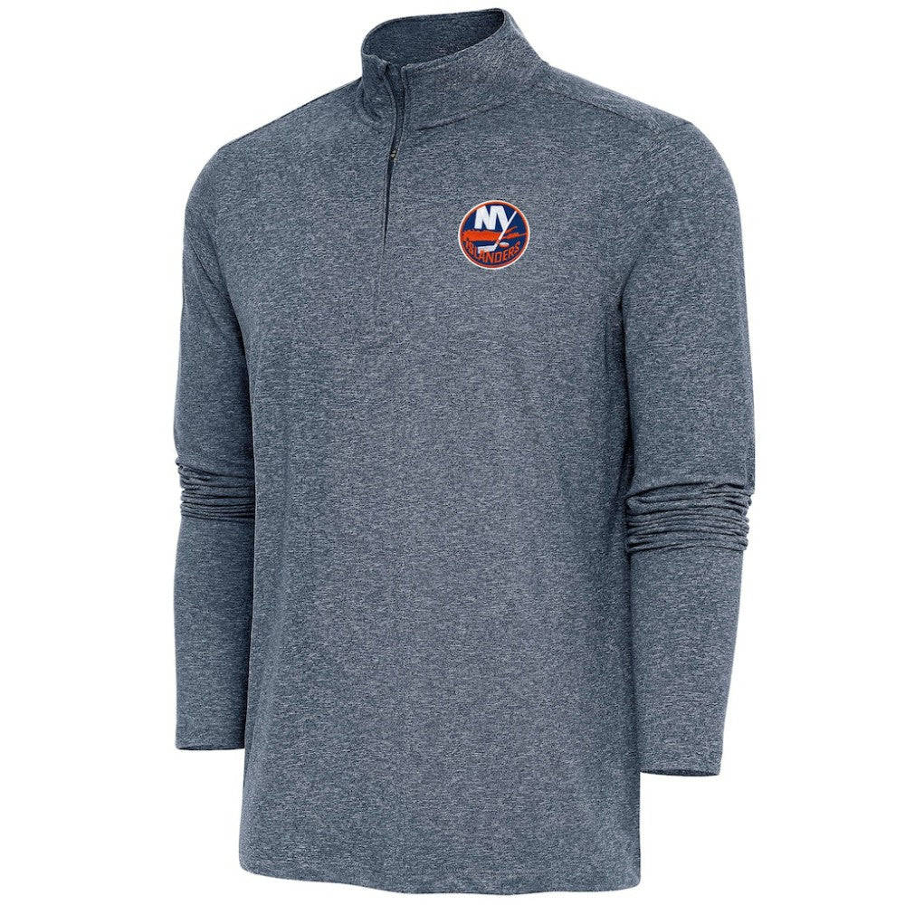New York Islanders Antigua Hunk Quarter-Zip Pullover Top Heather Navy