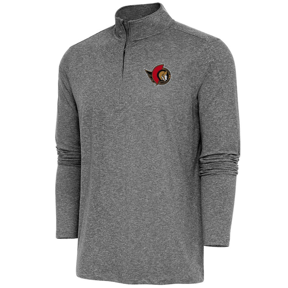 Ottawa Senators Antigua Hunk Quarter-Zip Pullover Top Heather Black