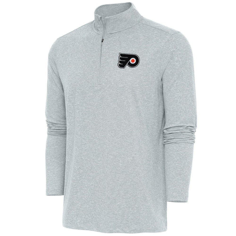 Philadelphia Flyers Antigua Hunk Quarter-Zip Pullover Top Heather Gray