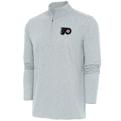 Philadelphia Flyers Antigua Hunk Quarter-Zip Pullover Top Heather Gray