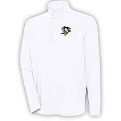 Pittsburgh Penguins Antigua Hunk Quarter-Zip Pullover Top White