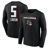 Drake London Atlanta Falcons Team Wordmark Player Name & Number Long Sleeve T-Shirt - Black outlet