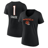 Ja'Marr Chase Cincinnati Bengals Women's Team Wordmark Player Name & Number V-Neck T-Shirt - Black for sale