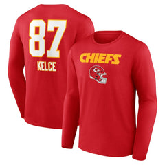 Travis Kelce Kansas City Chiefs Team Wordmark Player Name & Number Long Sleeve T-Shirt - Red outlet
