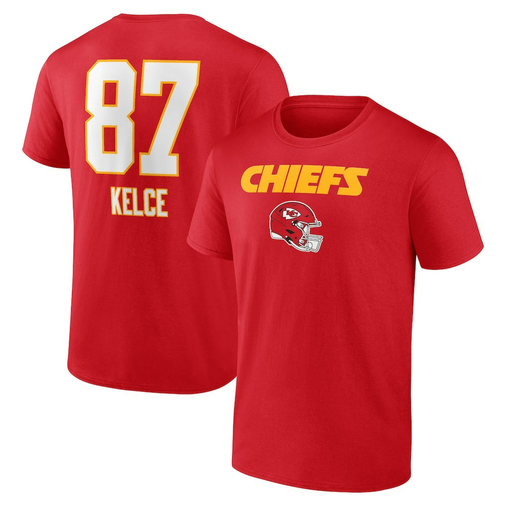 Travis Kelce Kansas City Chiefs Team Wordmark Player Name & Number T-Shirt - Red outlet