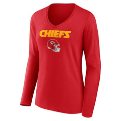 Travis Kelce Kansas City Chiefs Women's Team Wordmark Player Name & Number Long Sleeve V-Neck T-Shirt - Red sale