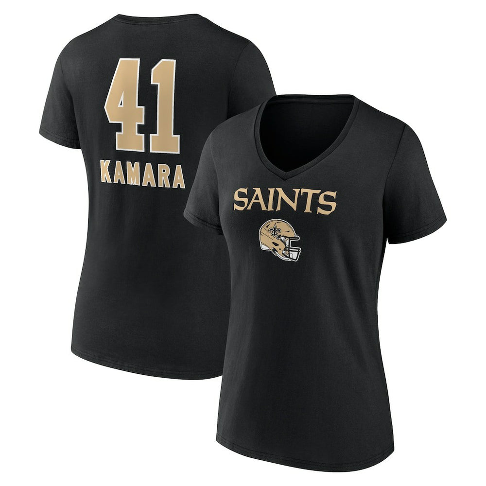 Alvin Kamara New Orleans Saints Women's Team Wordmark Player Name & Number V-Neck T-Shirt - Black cheap