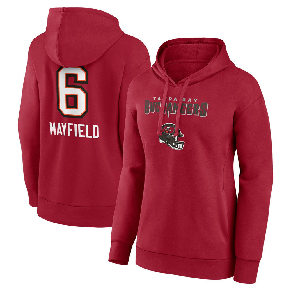 Baker Mayfield Tampa Bay Buccaneers Women’s Team Wordmark Player Name & Number Pullover Hoodie - Red for sale