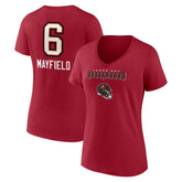 Baker Mayfield Tampa Bay Buccaneers Women's Team Wordmark Player Name & Number V-Neck T-Shirt - Red online