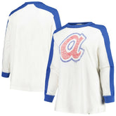 Atlanta Braves Women's Plus Size Caribou Raglan Long Sleeve T-Shirt - White | 47 brand