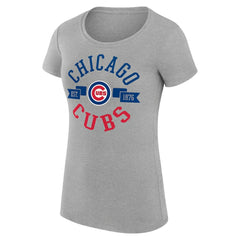 Chicago Cubs G-III 4Her by Carl Banks Women's Super-Slim Fit Lightweight City Graphic T-Shirt - Heather Gray