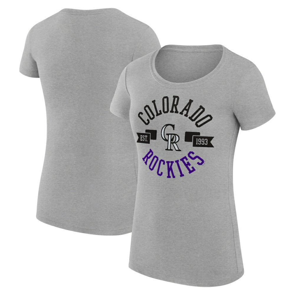 Colorado Rockies G-III 4Her by Carl Banks Women's Super-Slim Fit Lightweight City Graphic T-Shirt - Heather Gray