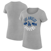 Los Angeles Dodgers G-III 4Her by Carl Banks Women's Super-Slim Fit Lightweight City Graphic T-Shirt - Heather Gray