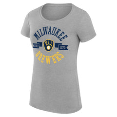 Milwaukee Brewers G-III 4Her by Carl Banks Women's Super-Slim Fit Lightweight City Graphic T-Shirt - Heather Gray